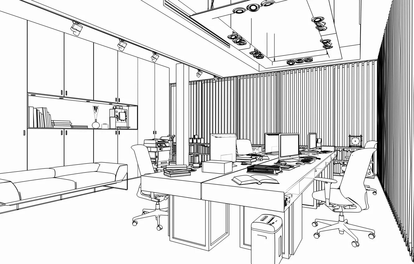 Photo wallpaper design, lines, Sketch