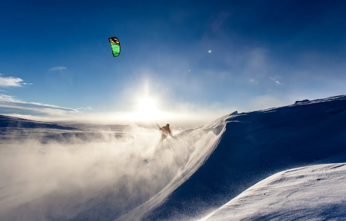 Photo wallpaper sport, snowboard, sky, nature, snow, sail, Sky diving