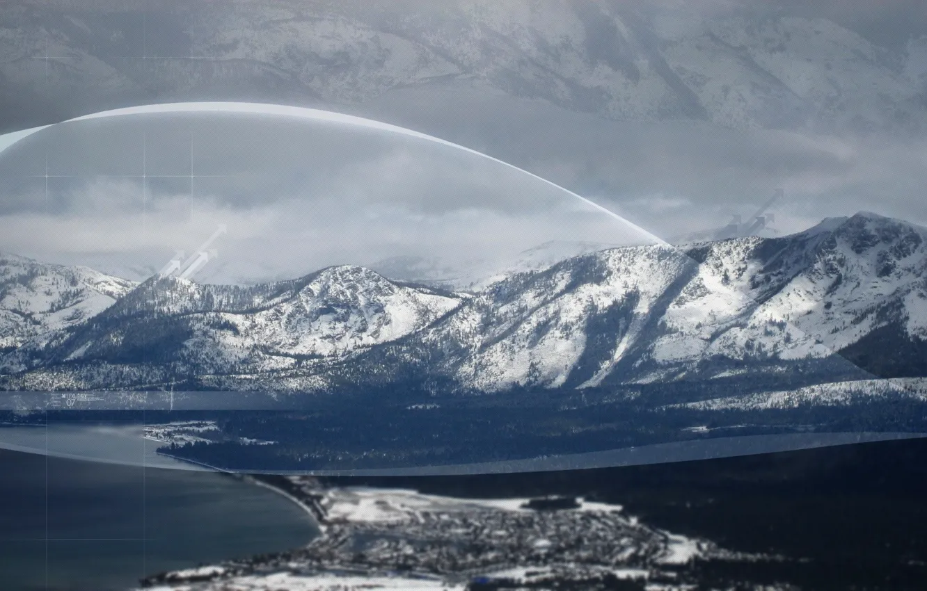 Photo wallpaper winter, snow, mountains, treatment