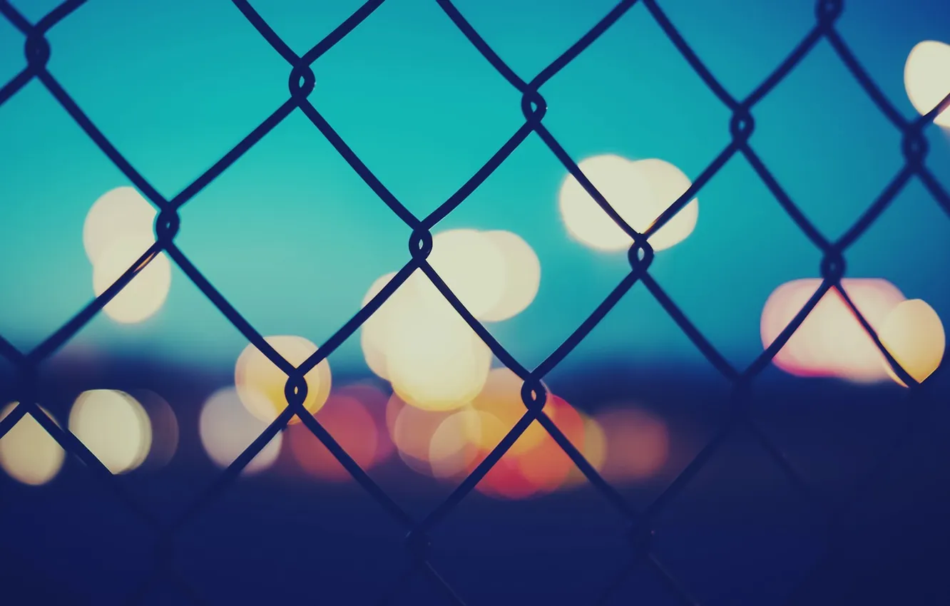 Photo wallpaper the sky, the city, the evening, bokeh, netting