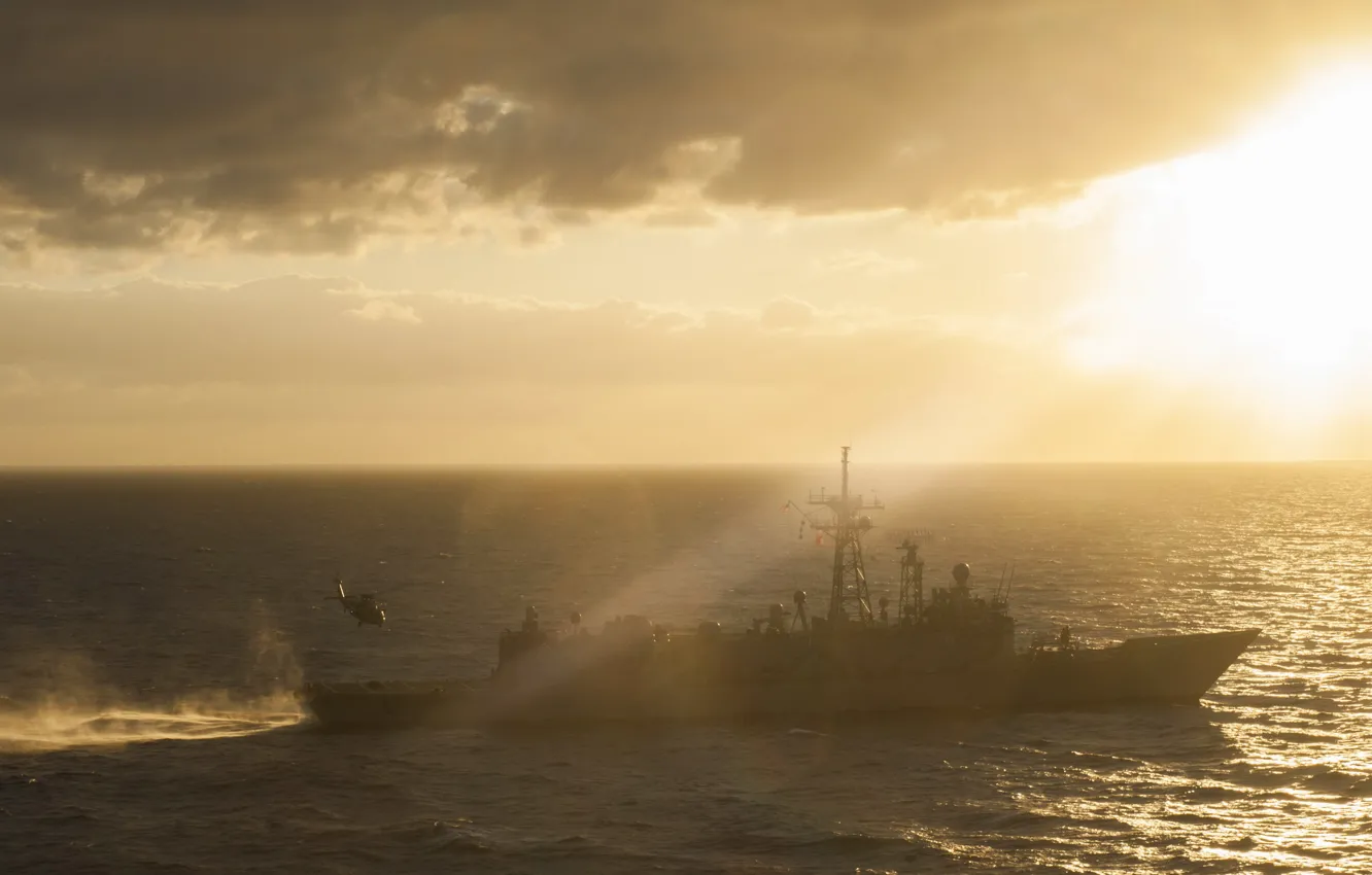 Photo wallpaper sea, weapons, ship