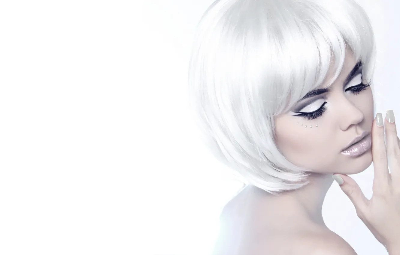 Photo wallpaper girl, model, makeup, blonde