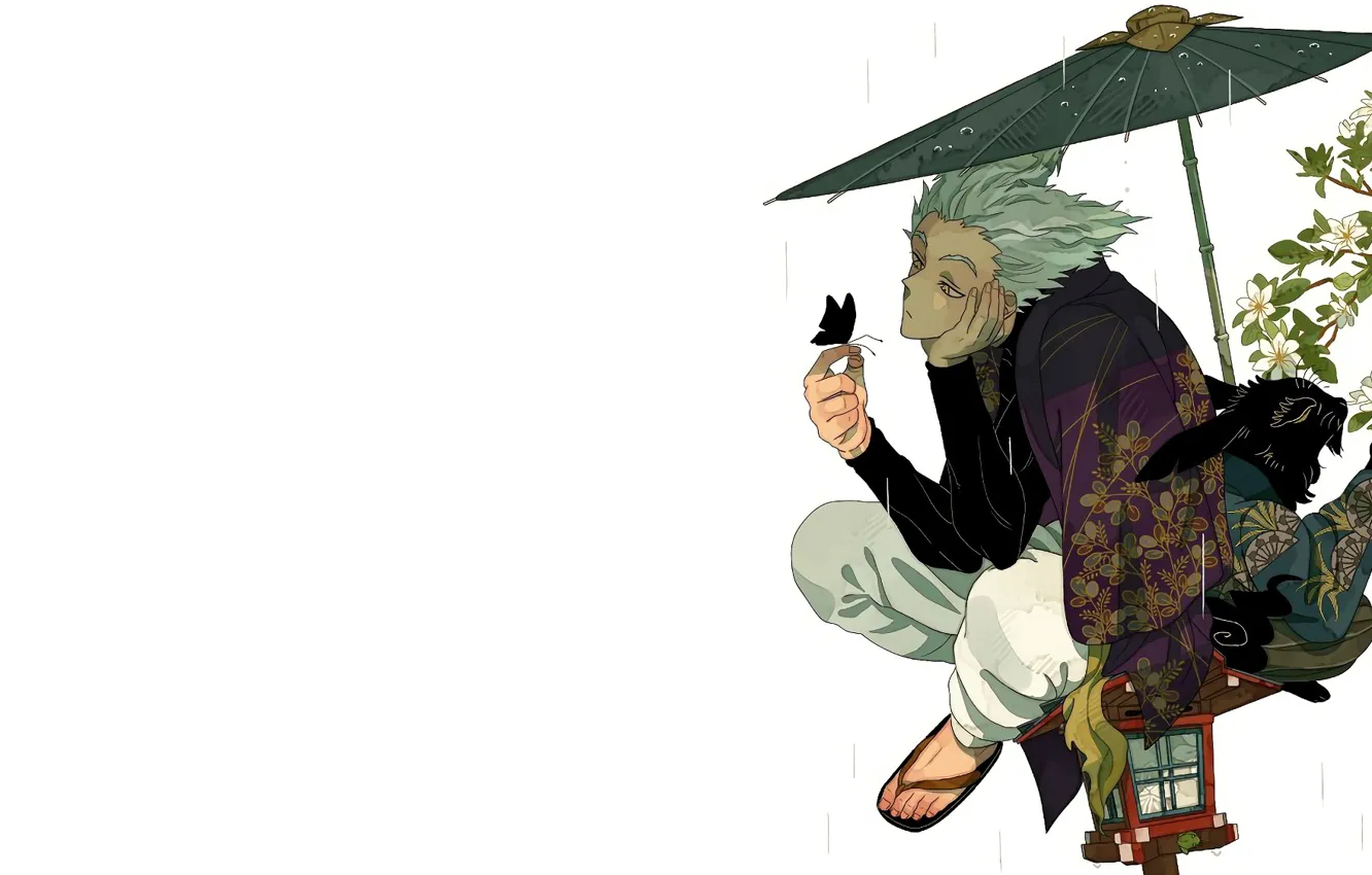 Photo wallpaper rain, umbrella, guy, OnePunch-Man, Vanpatten