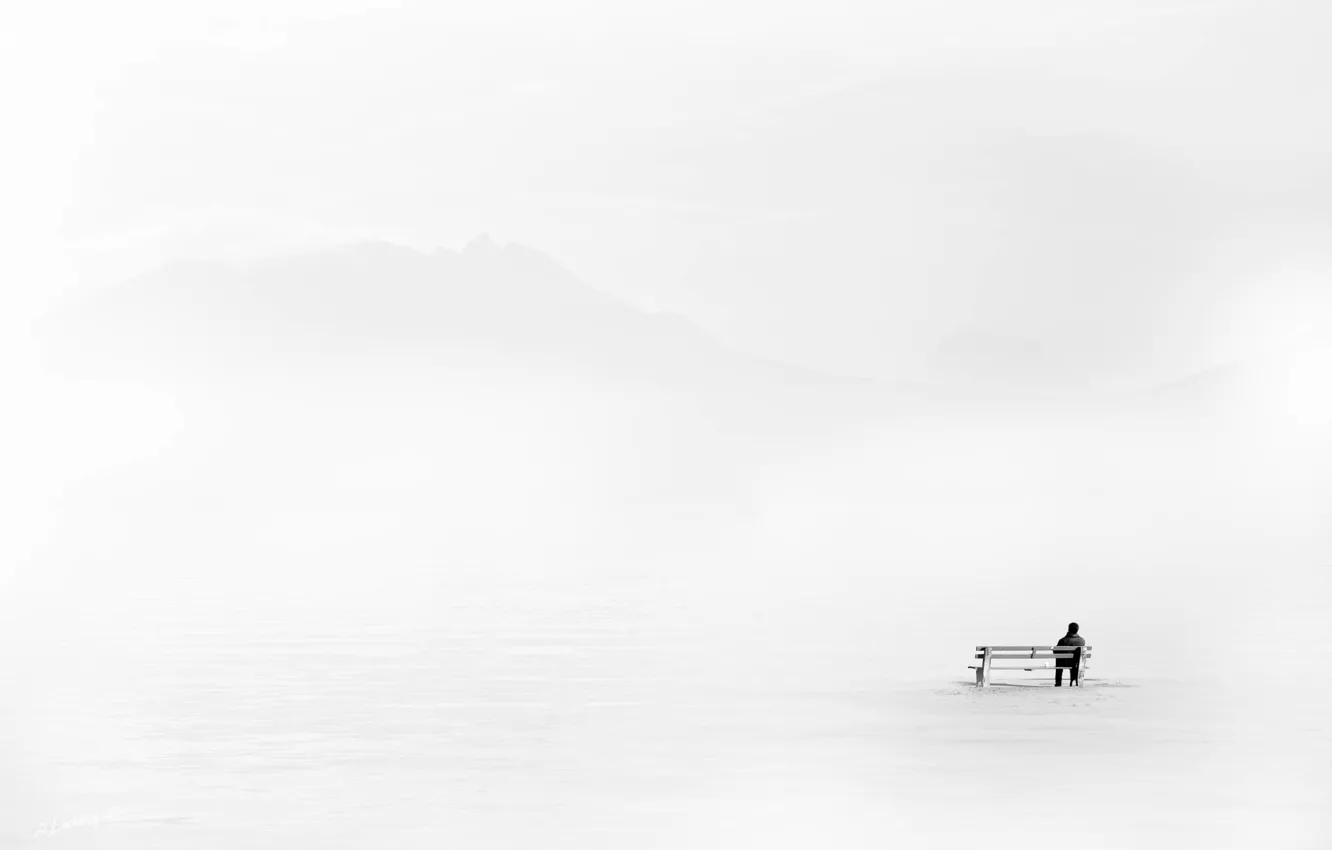 Photo wallpaper background, people, bench