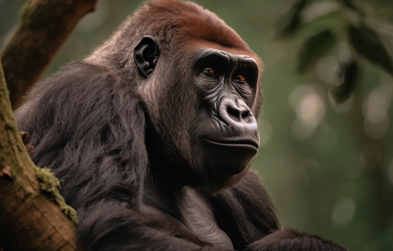 Photo wallpaper portrait, Gorilla, 3D rendering