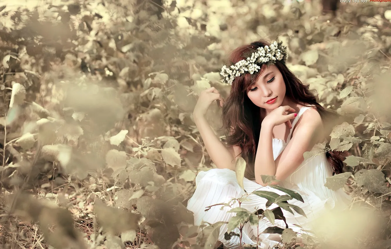 Photo wallpaper girl, background, Asian