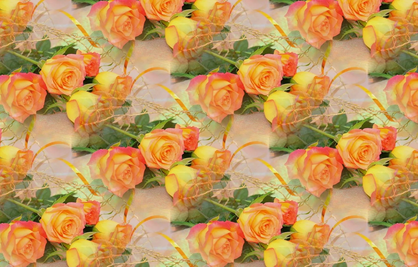 Photo wallpaper flowers, background, roses, bouquet, texture