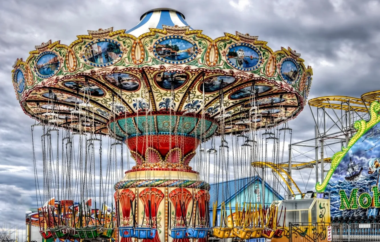 Photo wallpaper Park, carousel, amusement