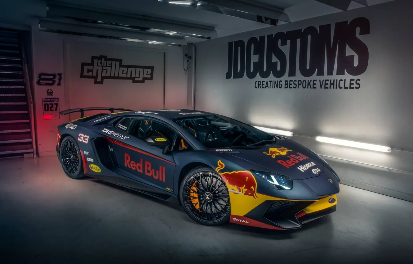Photo wallpaper Lamborghini, Red Bull, Aventador, Superveloce