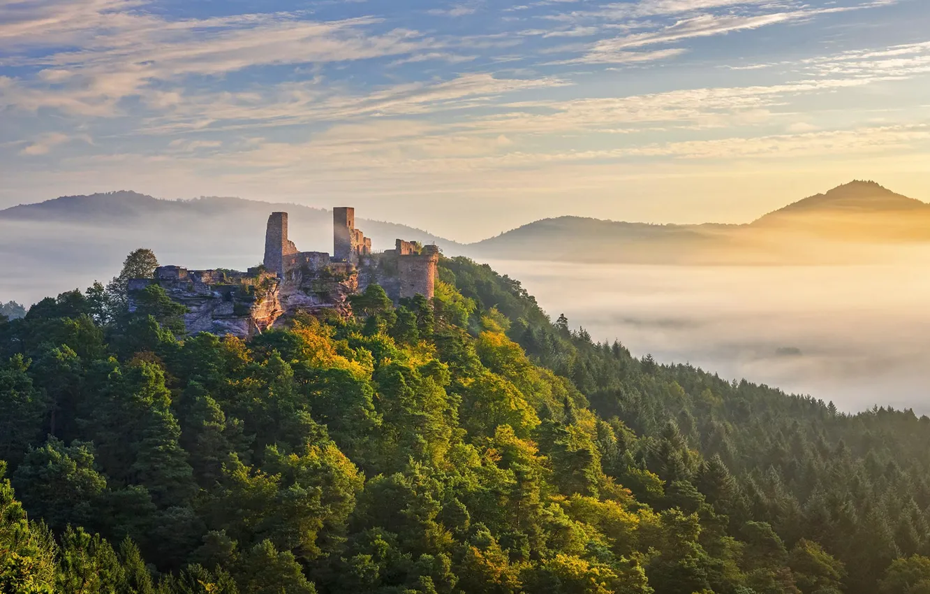 Photo wallpaper mountains, Germany, the ruins of the castle, Altman