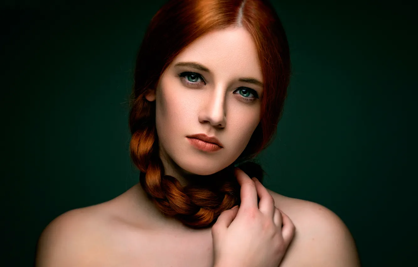 Photo wallpaper portrait, braid, the beauty, Redhead, Karole