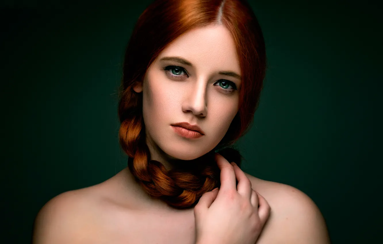 Photo wallpaper portrait, braid, the beauty, redhead, Karole