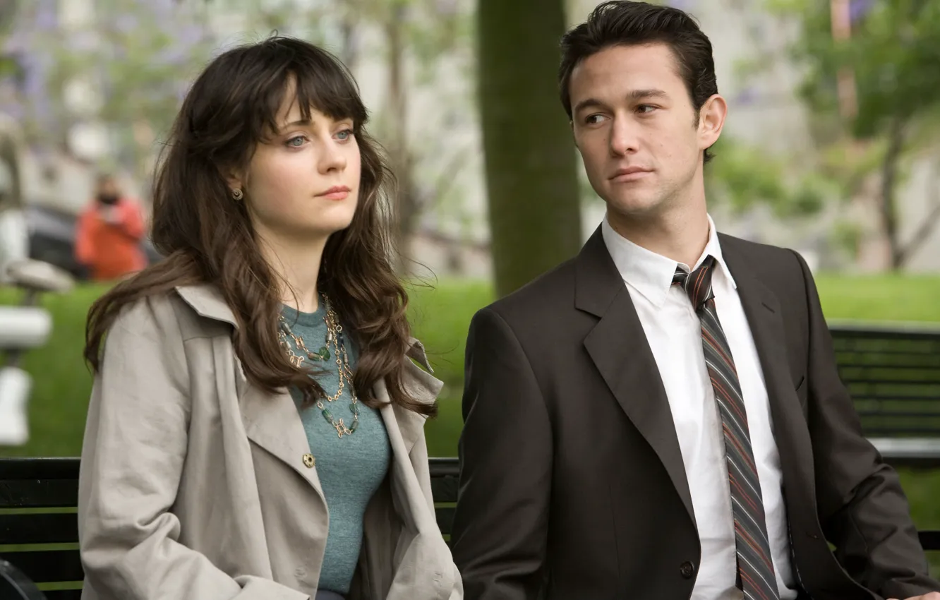 Photo wallpaper sadness, bench, Park, mood, 500 days of summer, Joseph Gordon-Levitt, Zooey Deschanel, (500) Days of …