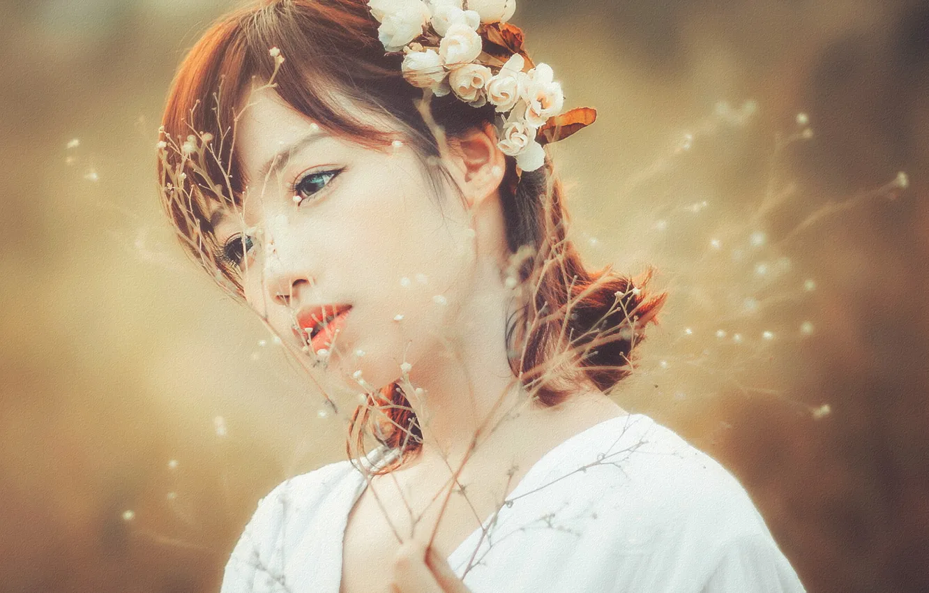 Photo wallpaper girl, portrait, Asian