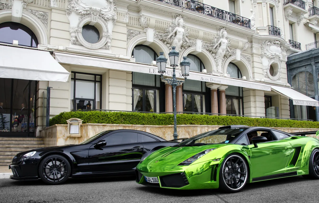 Photo wallpaper Lamborghini, Mercedes, Gallardo, Monaco, AMG, Black Series, SL65, Monte-Carlo