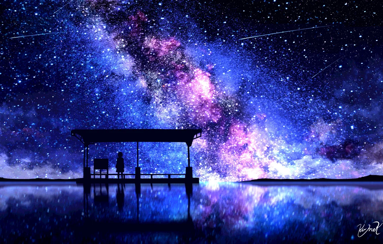 Photo wallpaper the sky, night, girl, the milky way, stop, vodou