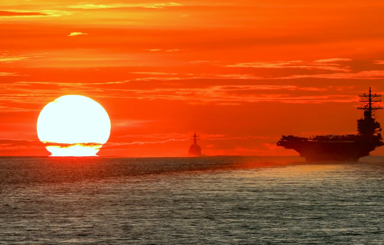 Photo wallpaper the evening, the carrier, RONALD REAGAN
