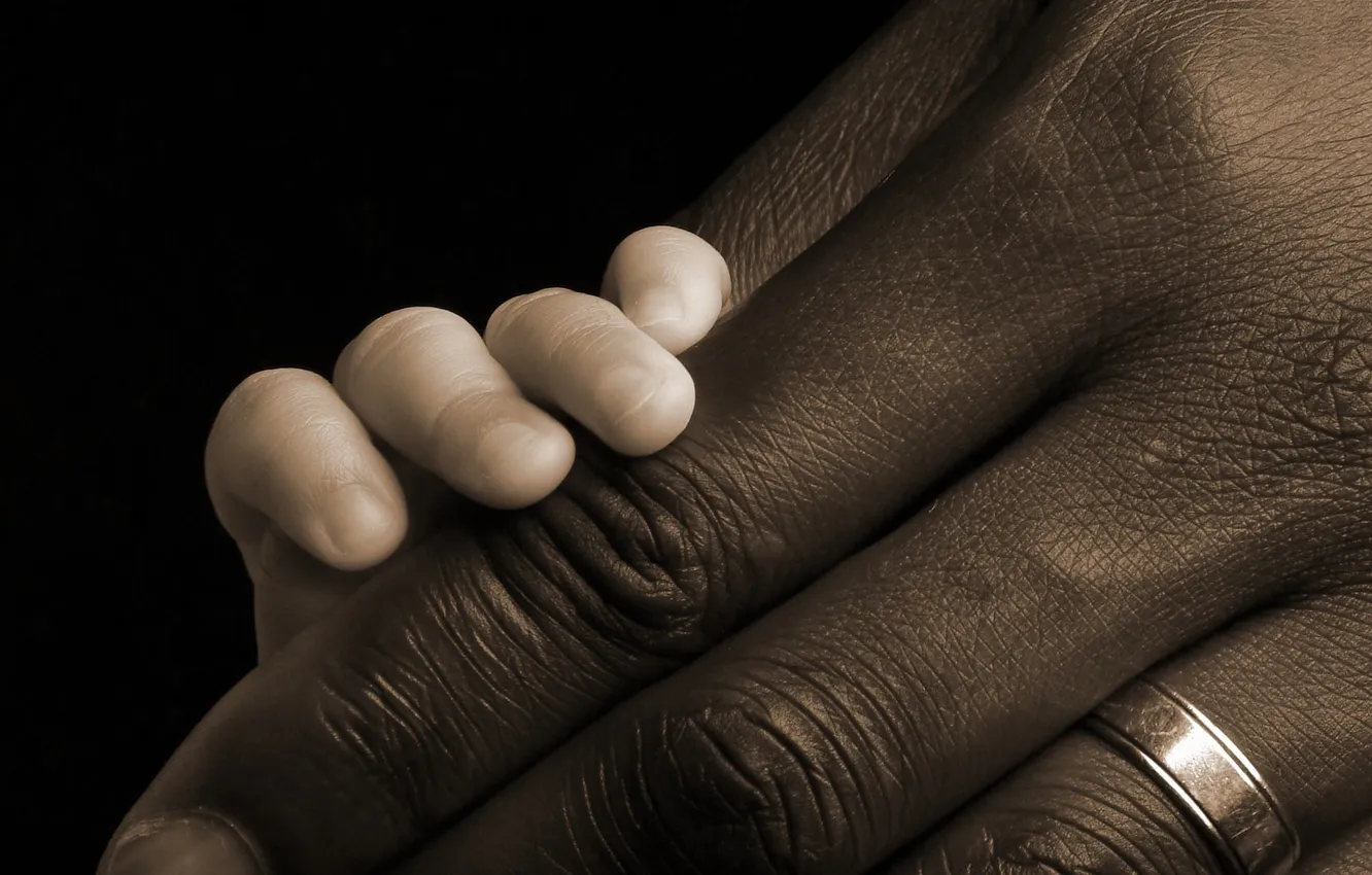 Photo wallpaper white, black, hands
