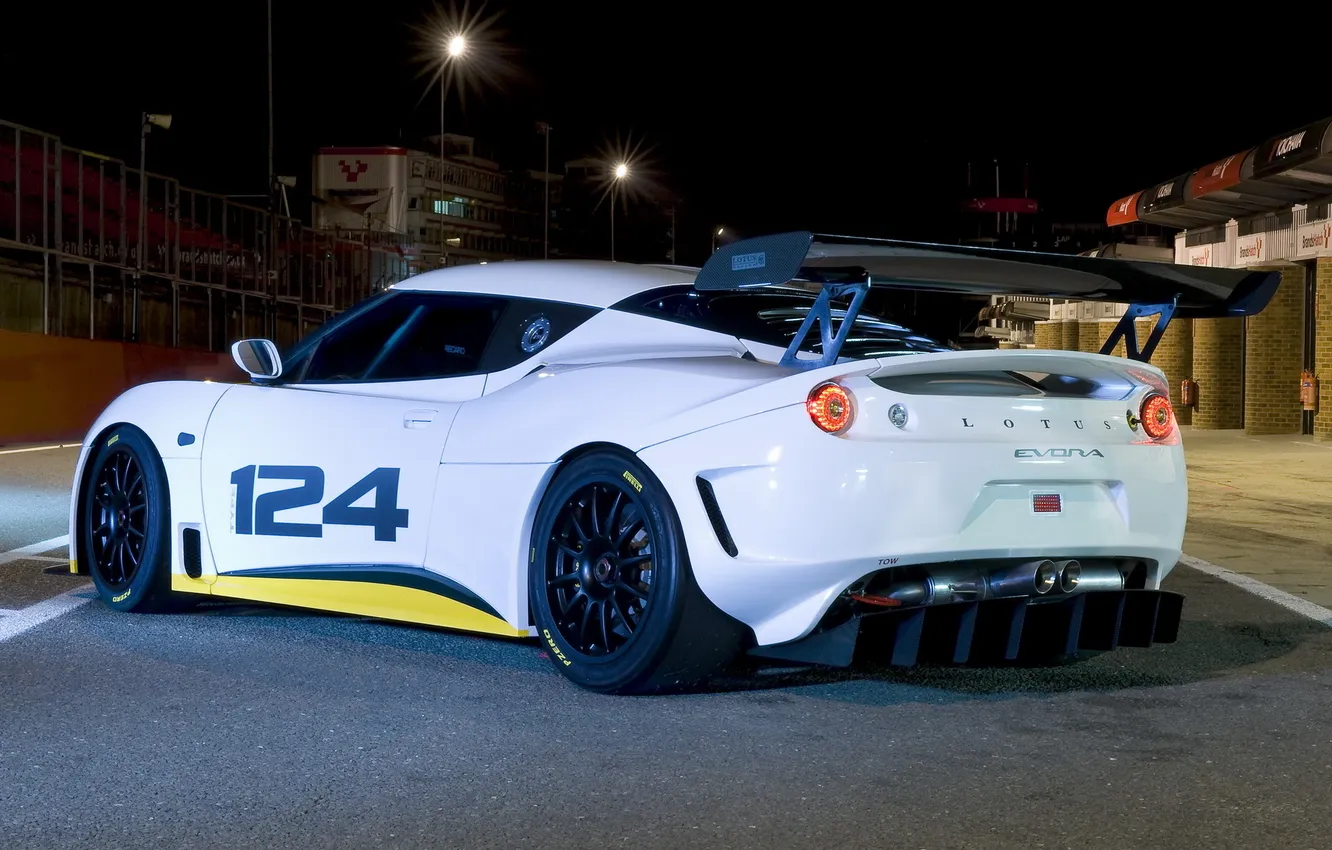 Photo wallpaper night, track, Lotus, Boxing, Lotus, racecar, Evora, night