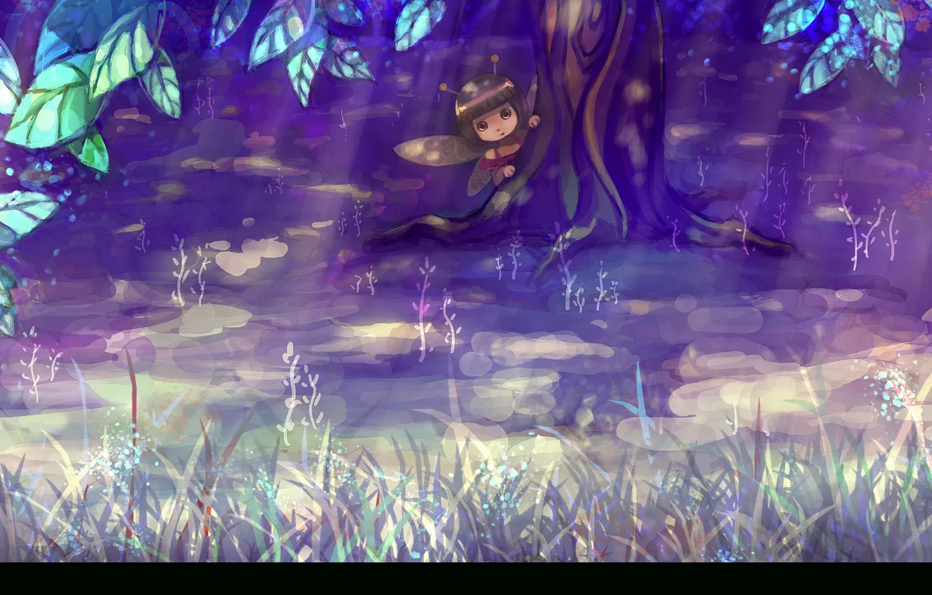 Photo wallpaper trees, nature, bee, fantasy, girl