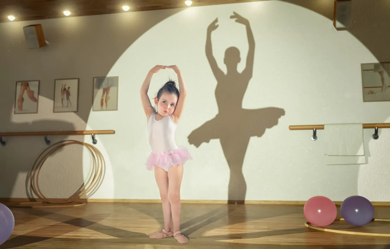 Photo wallpaper shadow, girl, ballerina