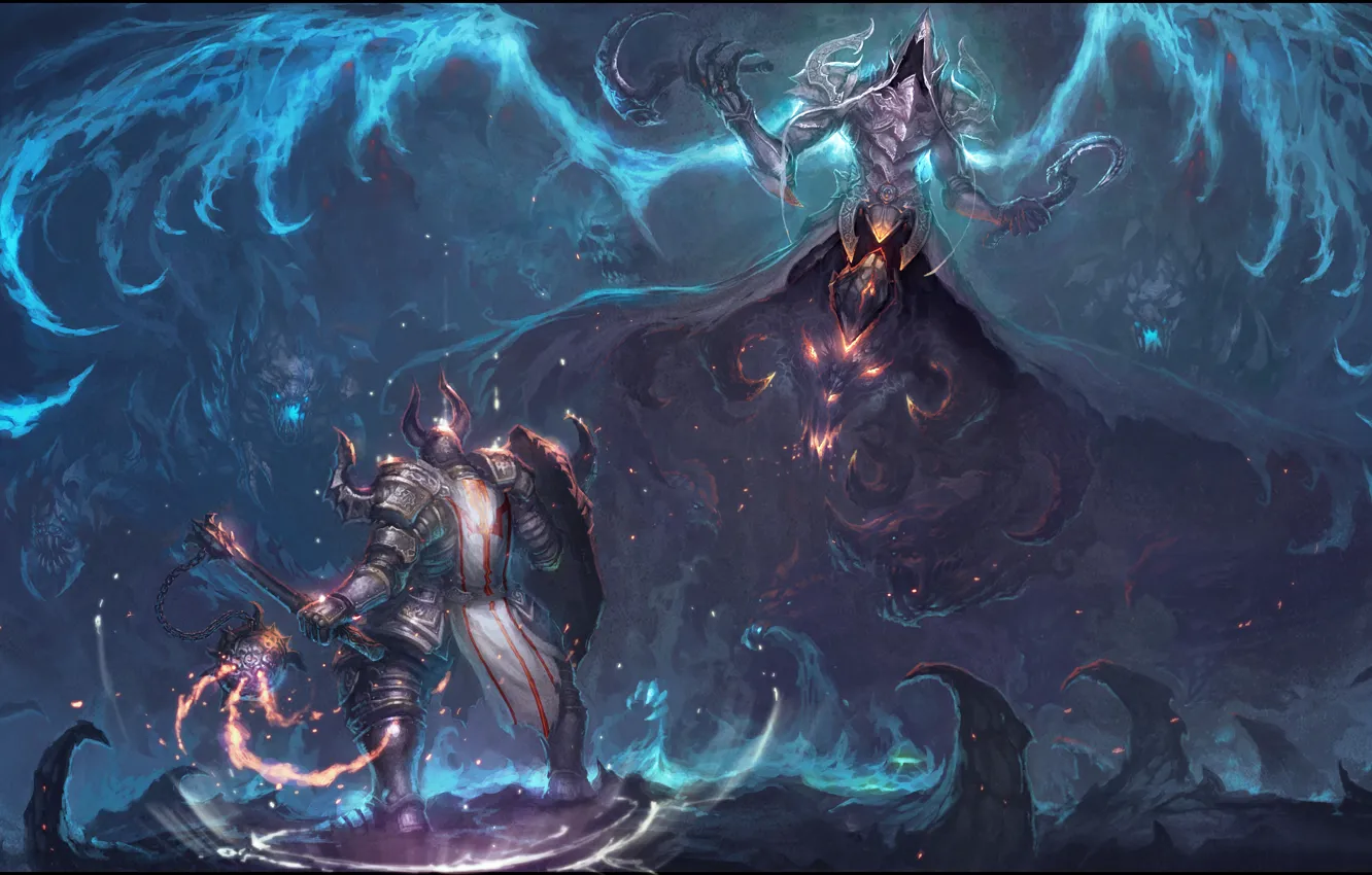 Photo wallpaper Diablo 3, art, Malthael, Crusader