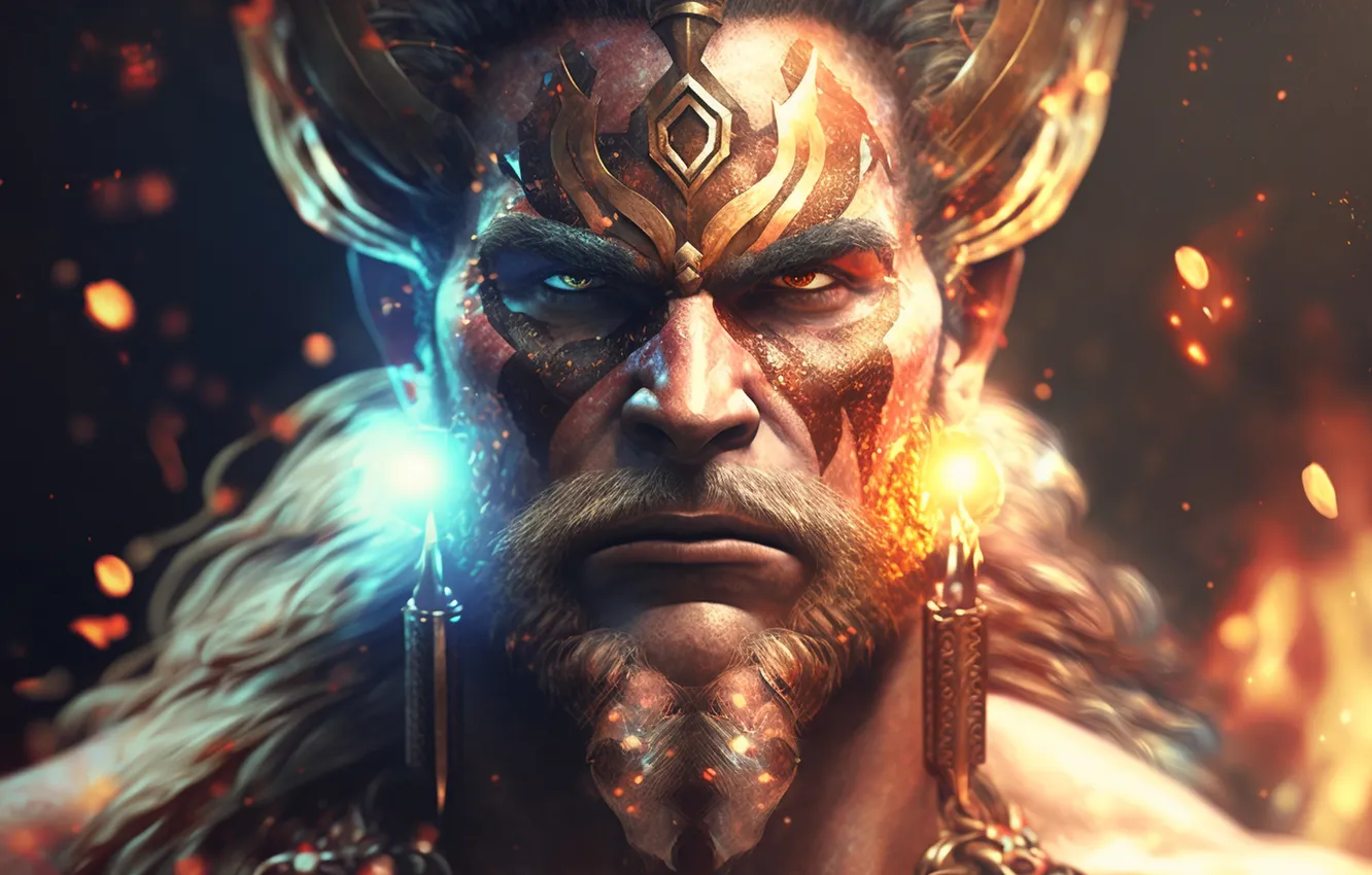 Photo wallpaper look, light, decoration, face, lights, portrait, monster, the demon