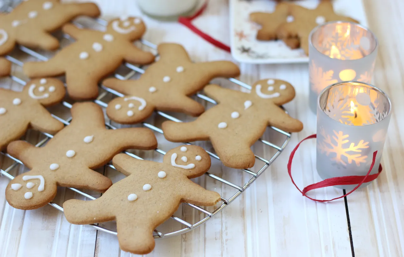 Photo wallpaper holiday, new year, food, candles, cookies, Christmas, holidays, Christmas