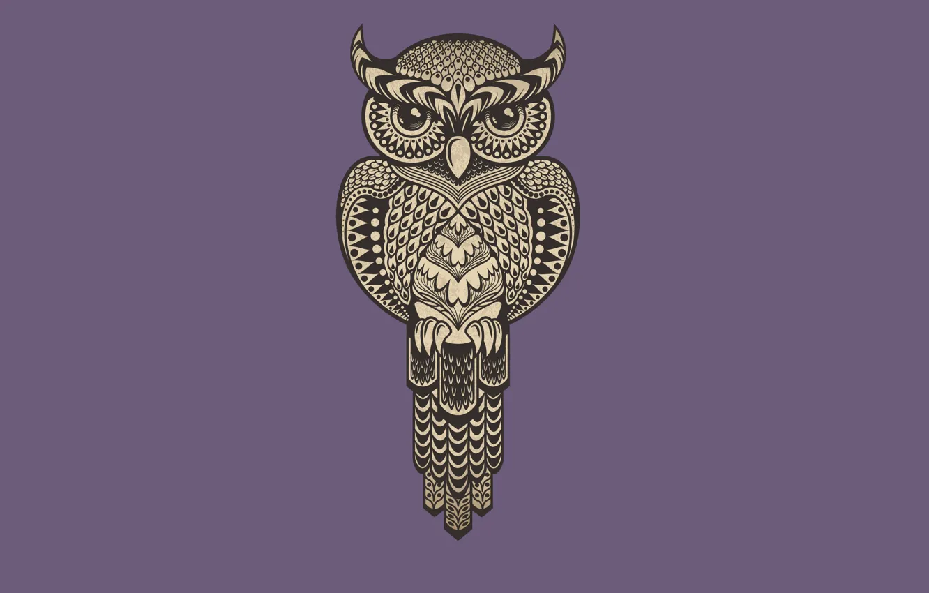 Photo wallpaper purple, owl, bird, minimalism, owl
