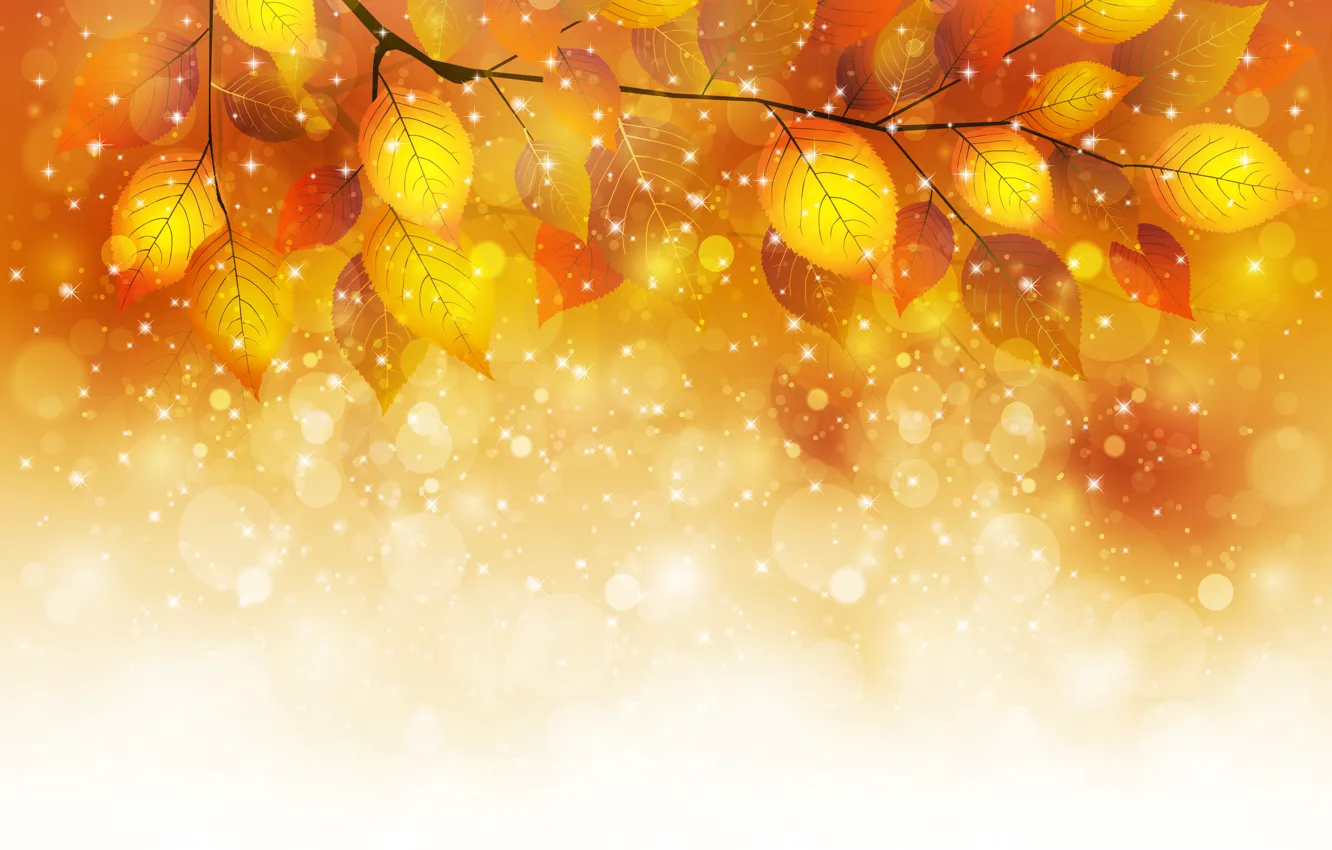 Photo wallpaper autumn, leaves, bubbles, sprig, Shine