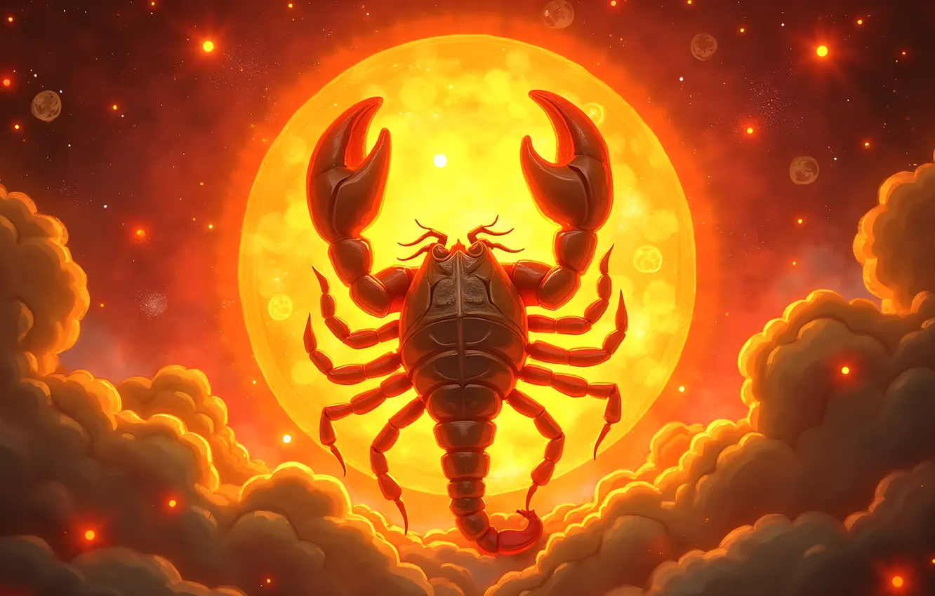 Photo wallpaper the sun, light, lights, sign, symbol, Scorpio, the signs of the zodiac, zodiac