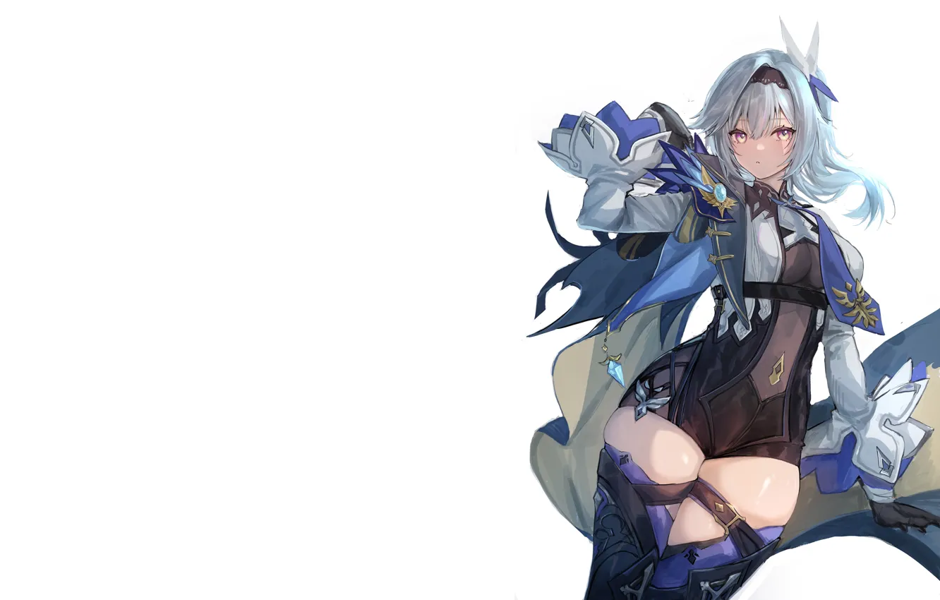 Photo wallpaper girl, sexy, cleavage, thighhighs, boobs, anime, beautiful, short hair