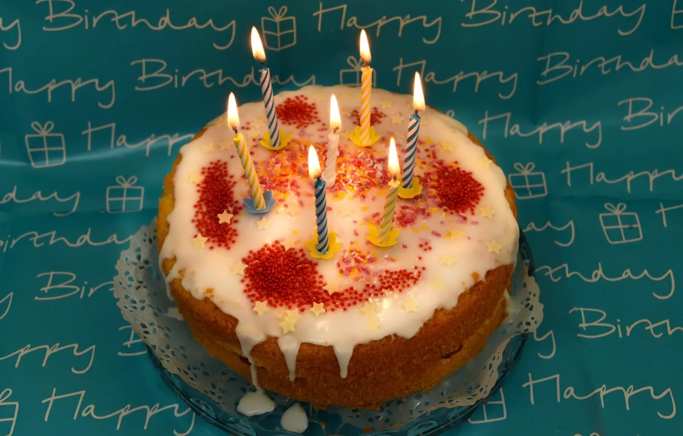 Photo wallpaper candles, cake, birthday