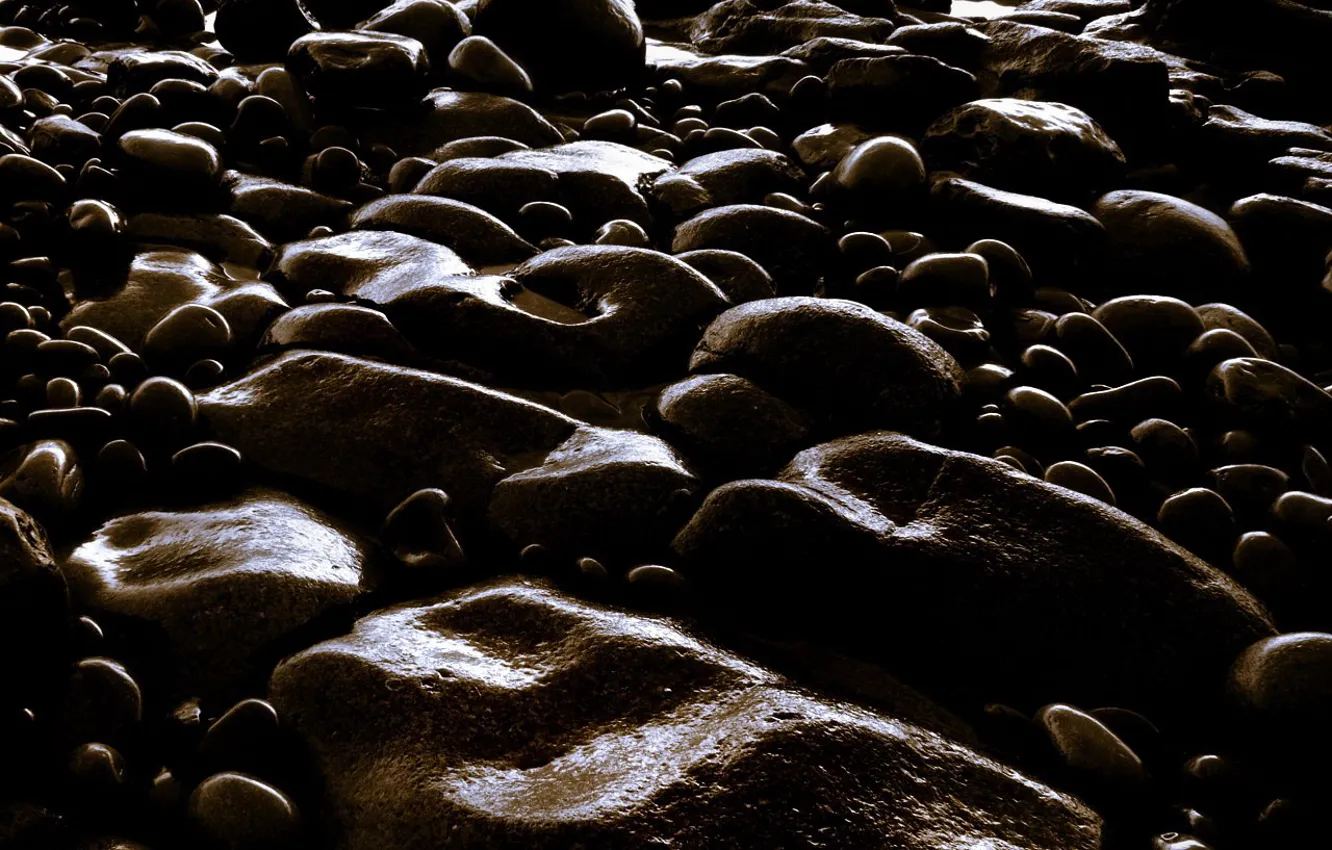 Photo wallpaper pebbles, stones, dark