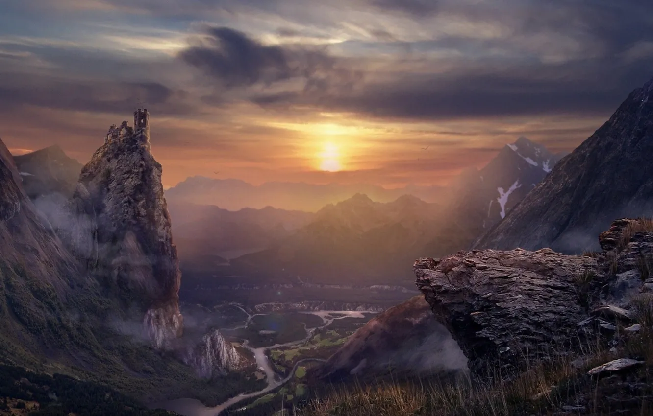 Photo wallpaper landscape, nature, art, scenery, artwork