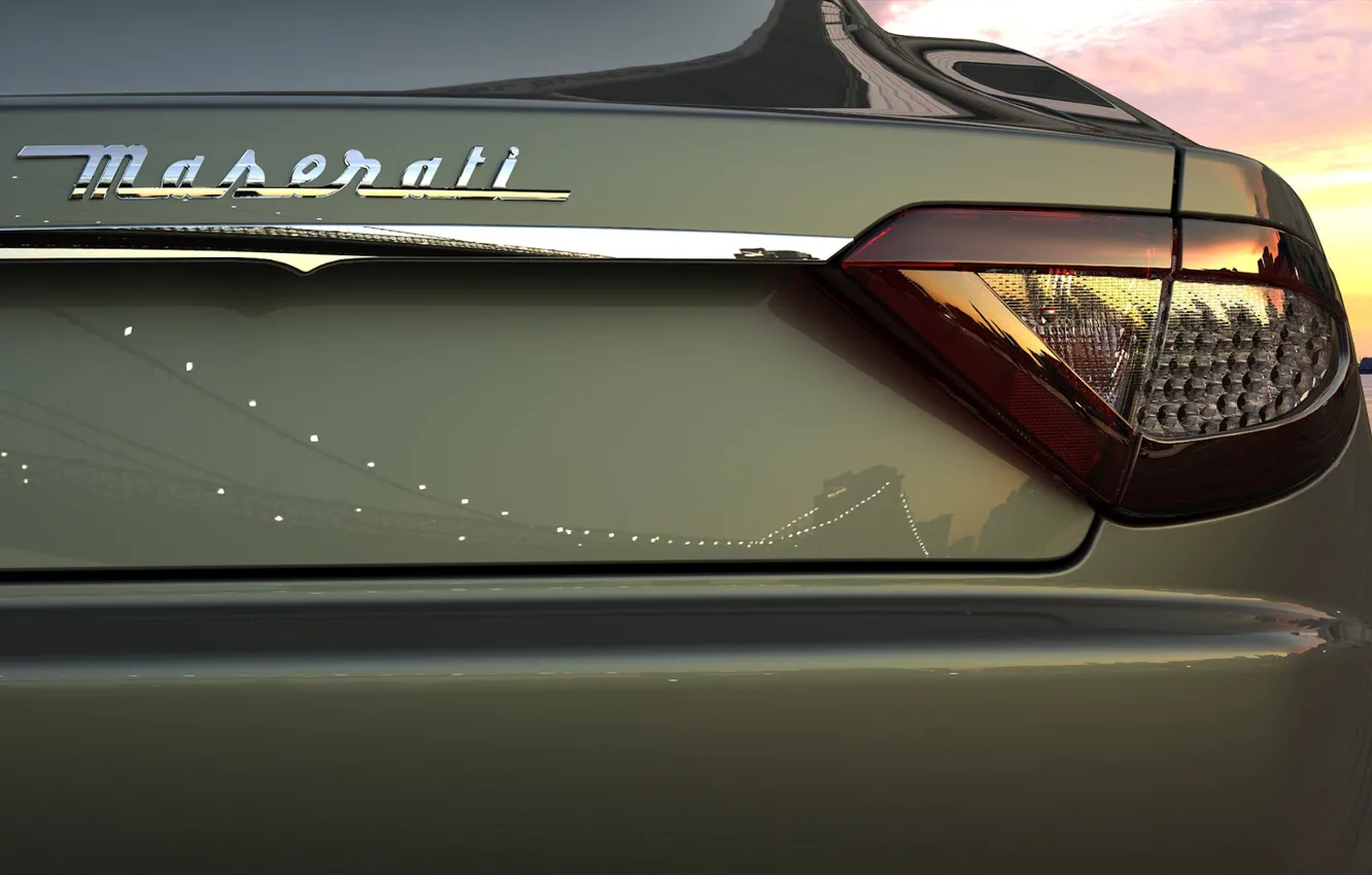 Photo wallpaper reflection, Maserati, headlight, Maserati