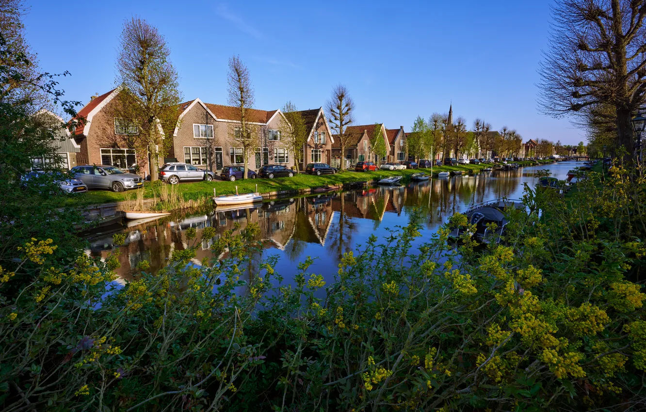 Photo wallpaper building, Netherlands, water channel, Monnickendam
