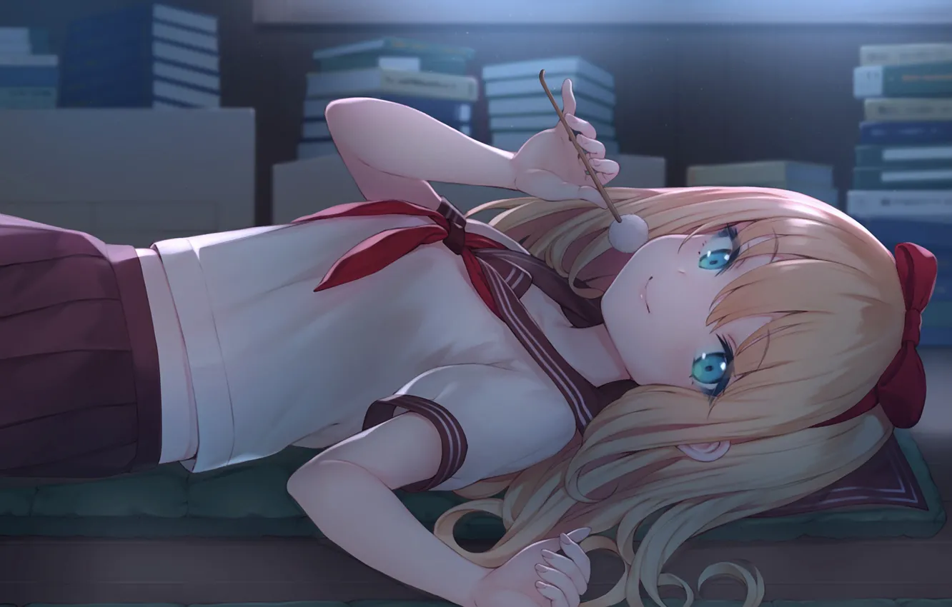 Photo wallpaper dandelion, girl, lies