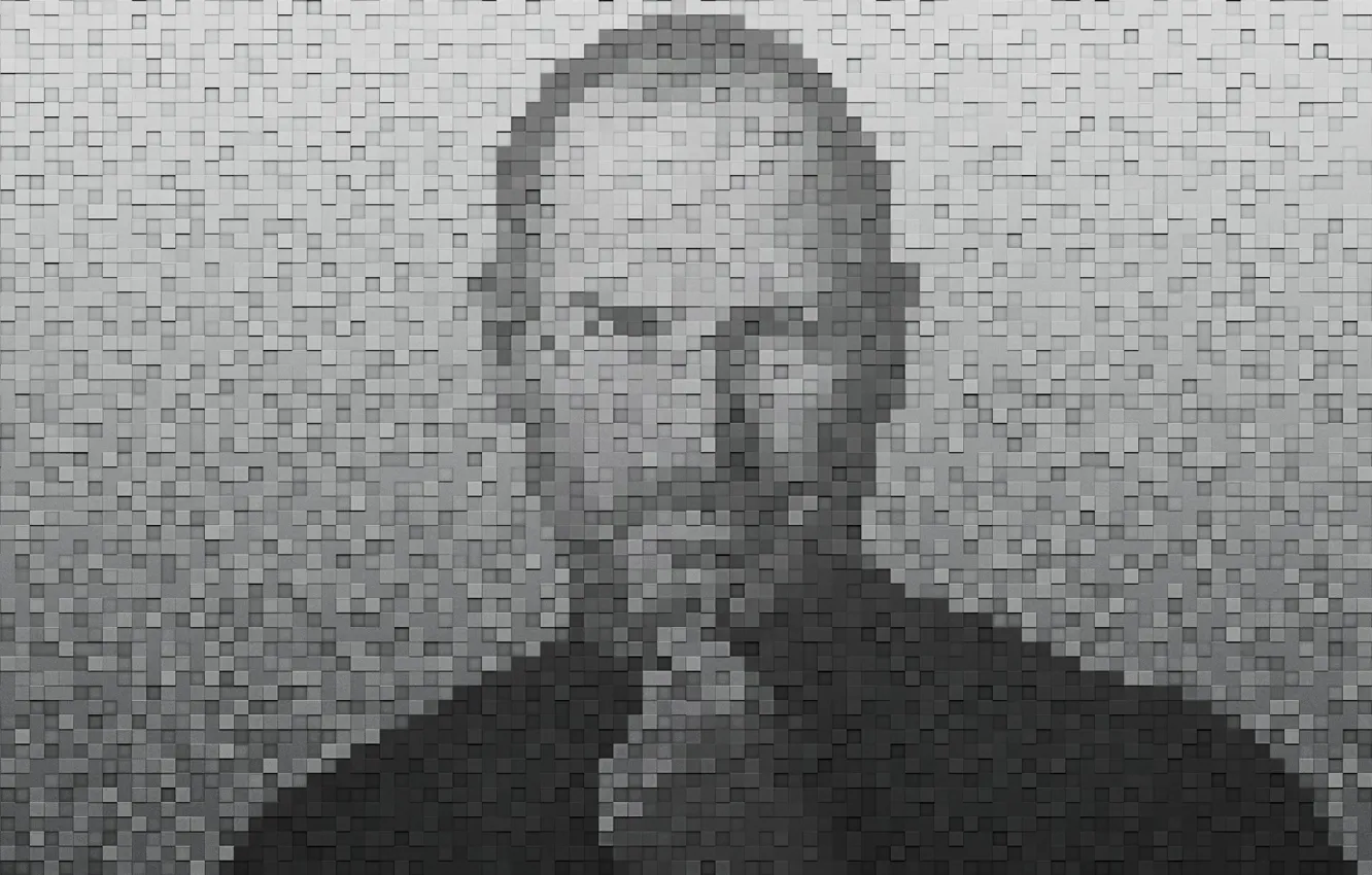 Photo wallpaper Apple, portrait, Steve Jobs, pixel, Steve Jobs, pixel