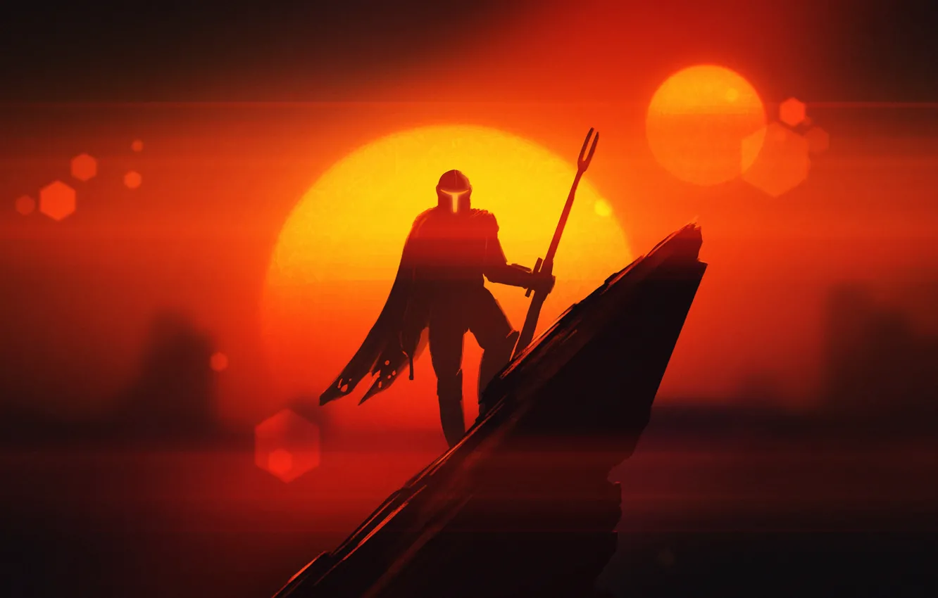 Photo wallpaper the sun, sunset, sunrise, art, star wars, fantasy, science fiction, art