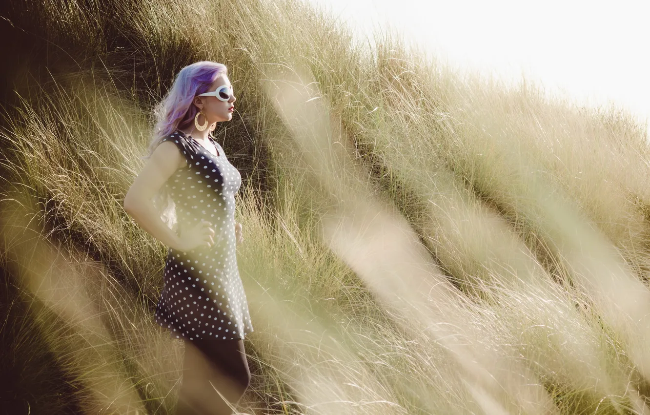 Photo wallpaper summer, grass, girl