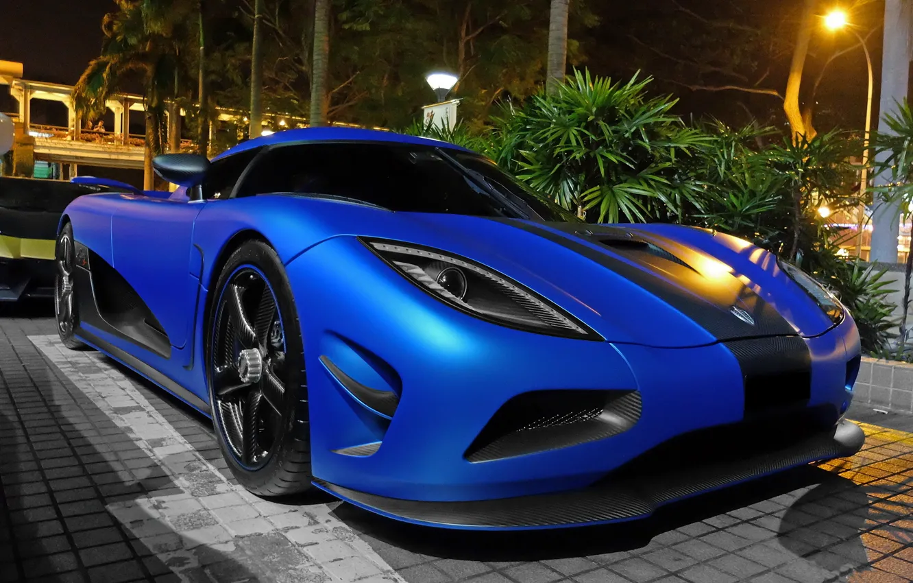 Photo wallpaper Koenigsegg, Blue, Night, Agera