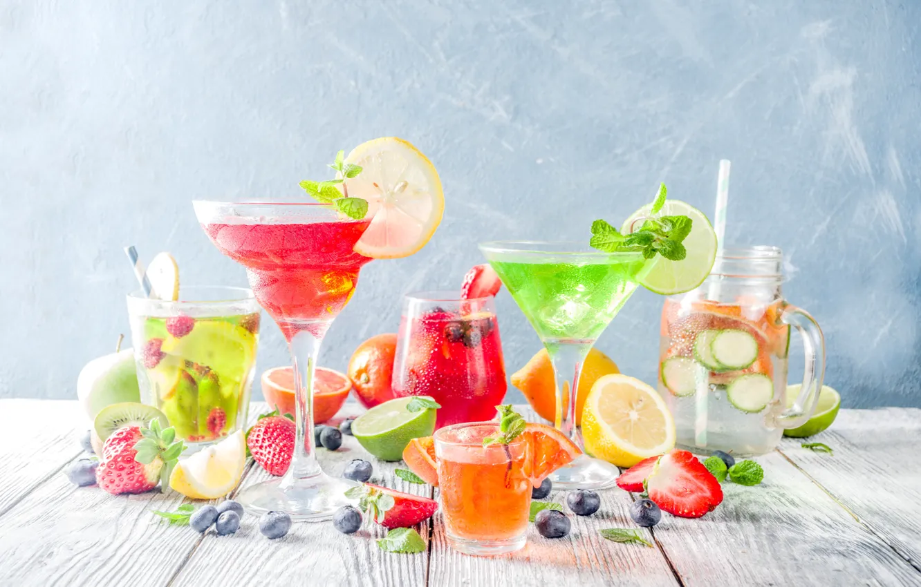 Photo wallpaper glass, glass, cocktail, drink, fruit, Bondarenko Rimma