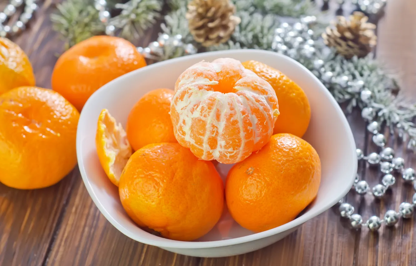 Photo wallpaper winter, orange, holiday, citrus, fruit, peel, tangerines