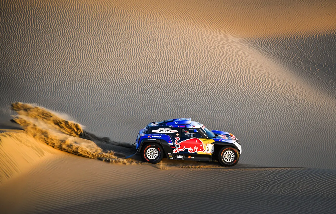 Photo wallpaper Sand, Auto, Mini, Sport, Desert, Machine, Car, Rally