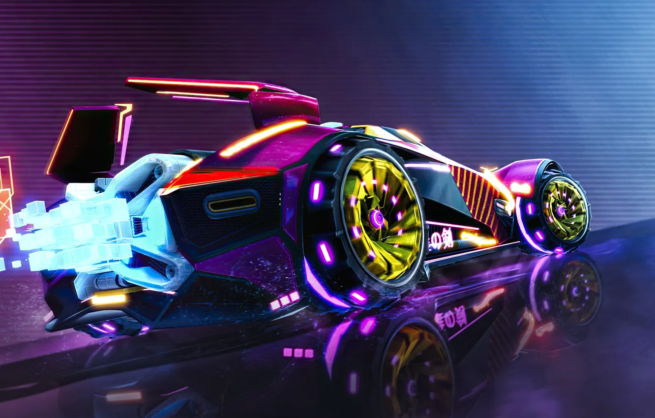 Photo wallpaper car, neon, fast, super car, rocket league