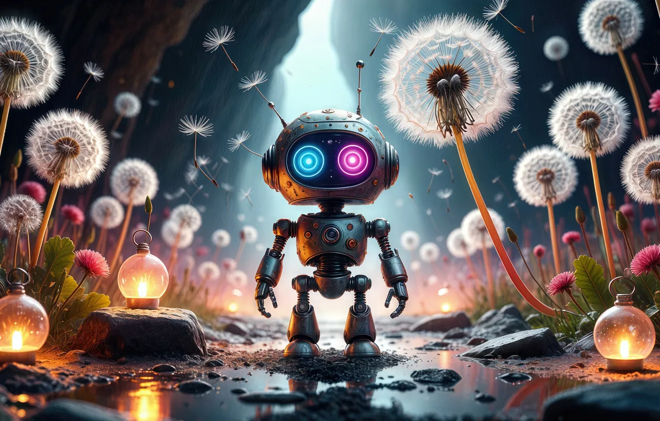 Photo wallpaper robot, heterochromia, neural network