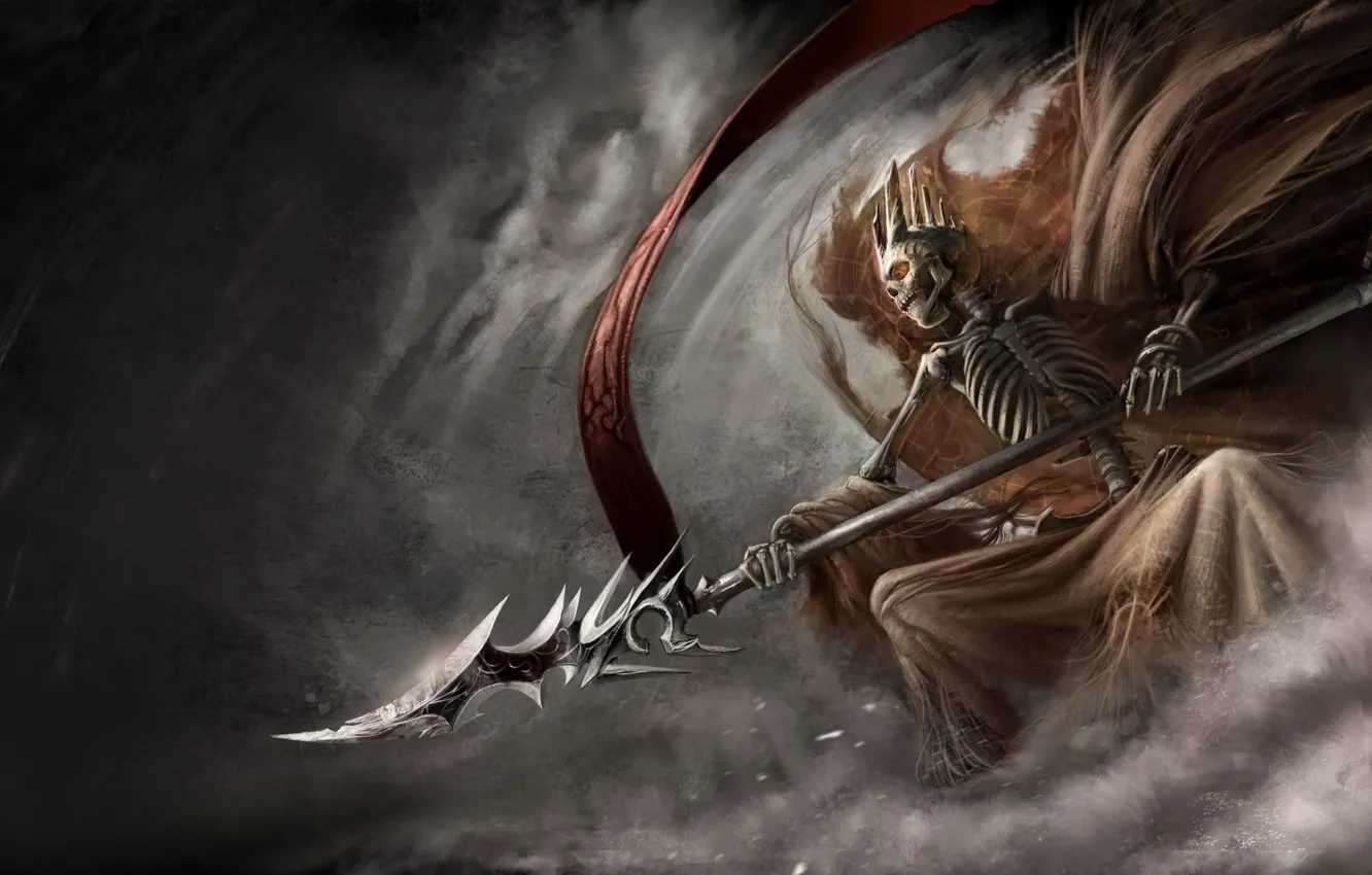 Photo wallpaper skeleton, haze, staff, spear, leach, The Dark Eye, Demonicon