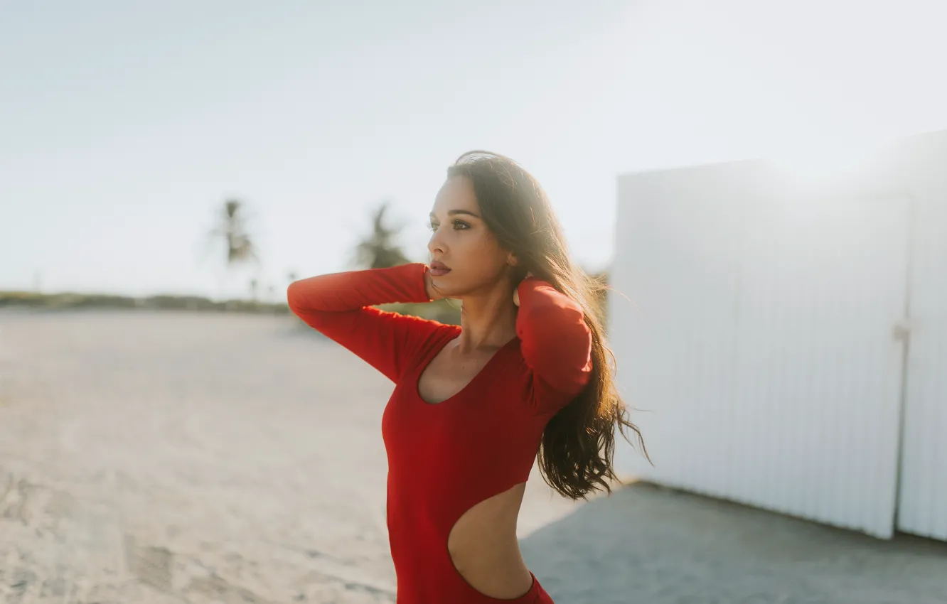 Photo wallpaper summer, girl, face, hair, brunette, Amanda