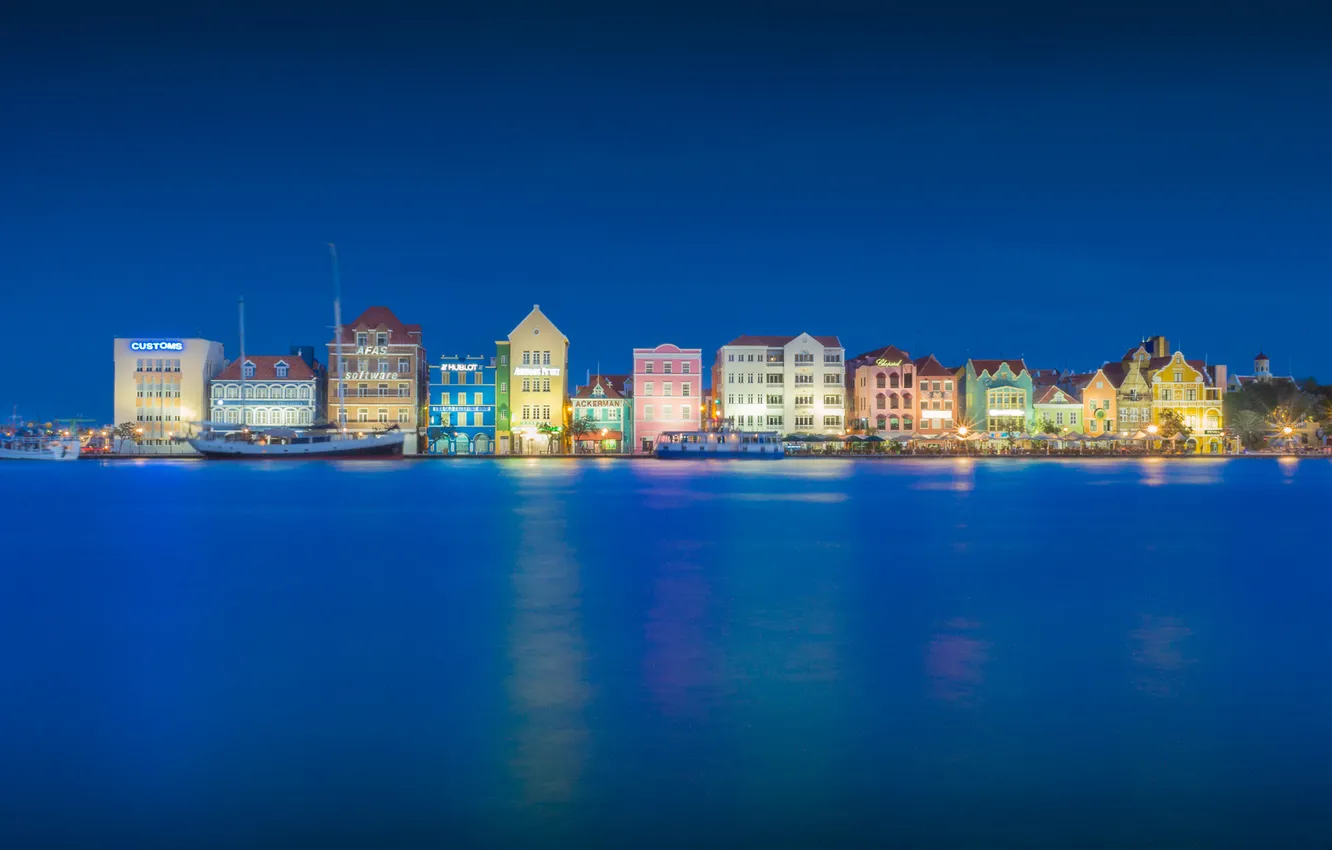 Photo wallpaper the city, blue hour, Willemstad